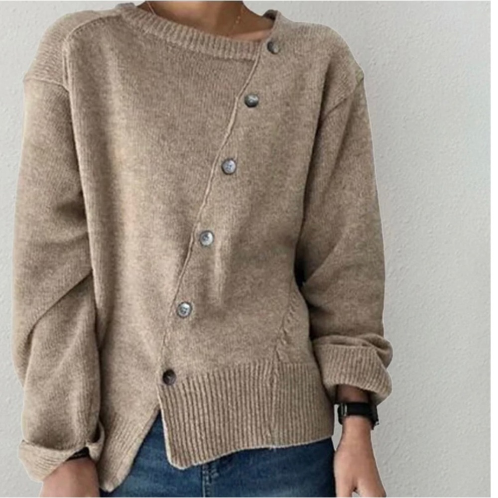 Asymmetrical button front sweater